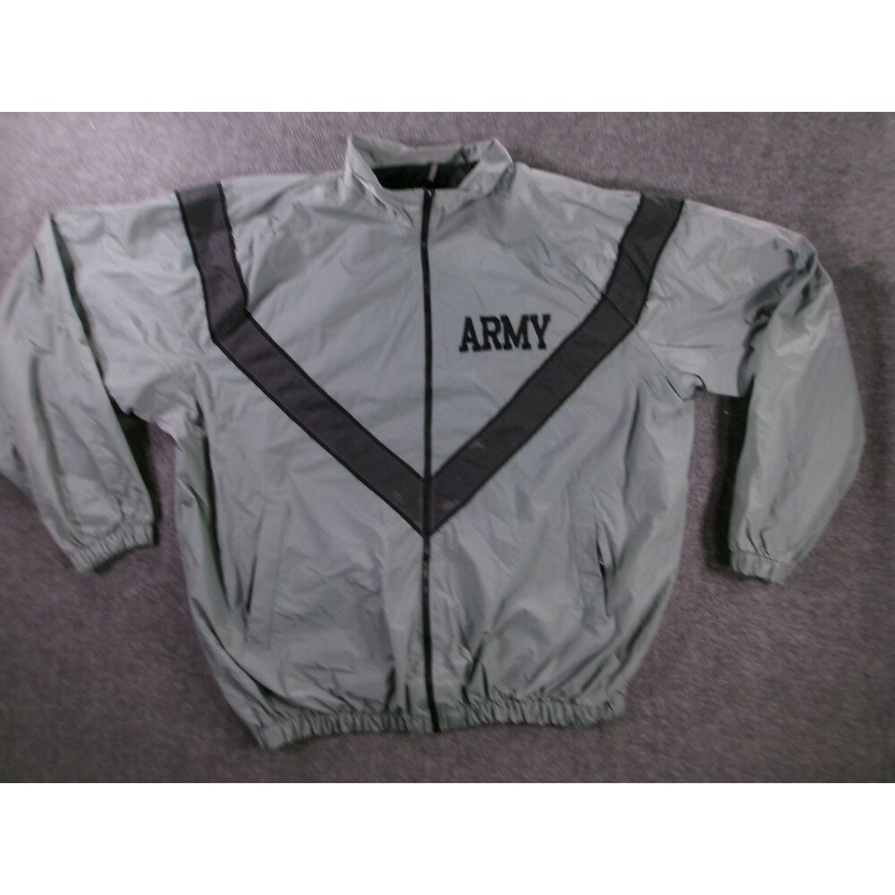 Skilcraft Jacket Mens XL Long Army PFU Windbreaker Green V Chevron Training